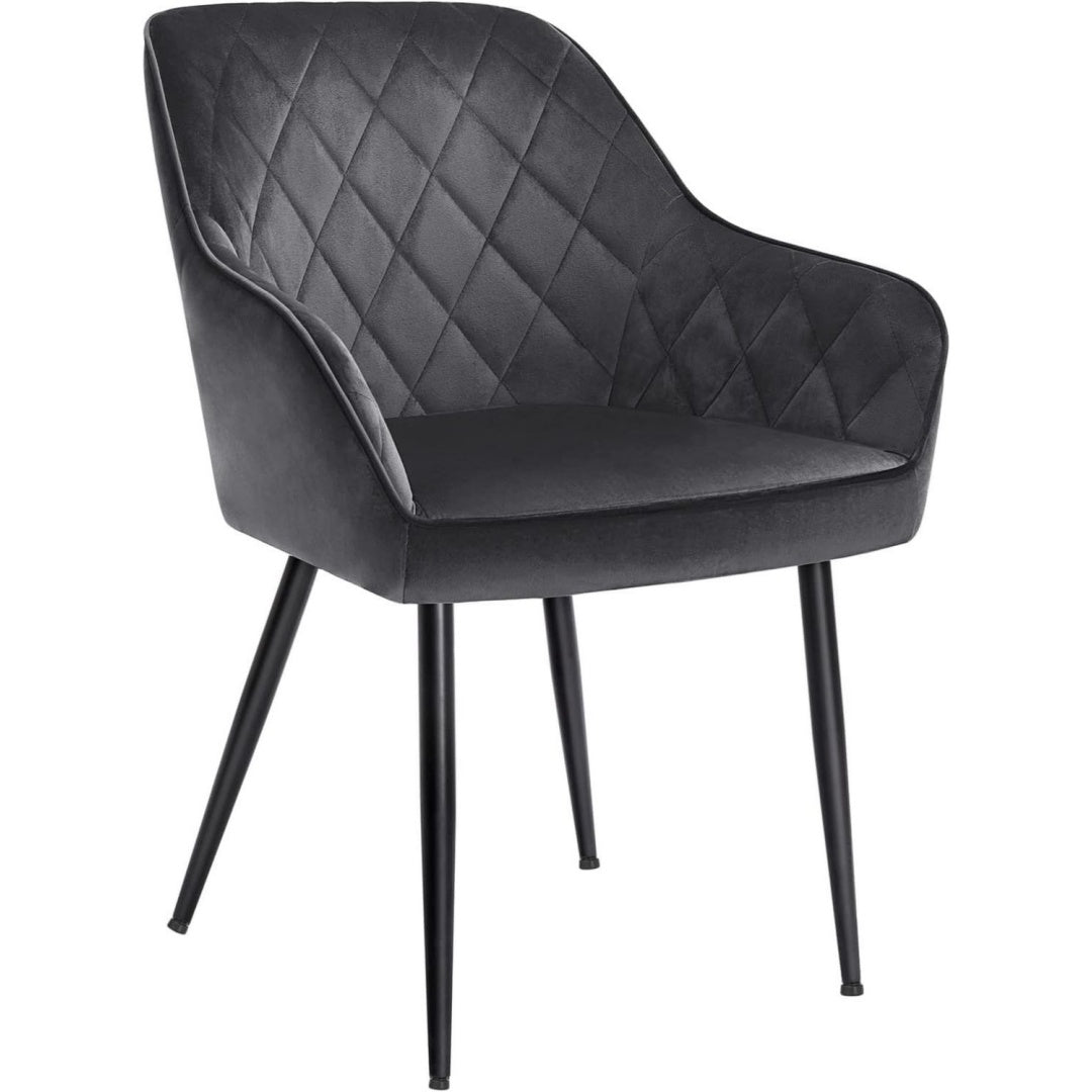 Gris fonce chaise de salle a manger cachet vintage en velours