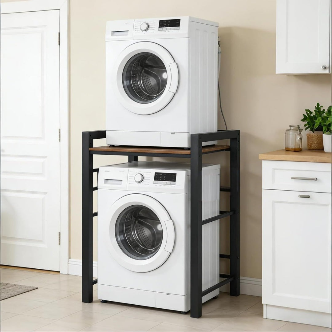 Meuble lave-linge gris clair en chene, style moderne, rangement spacieux