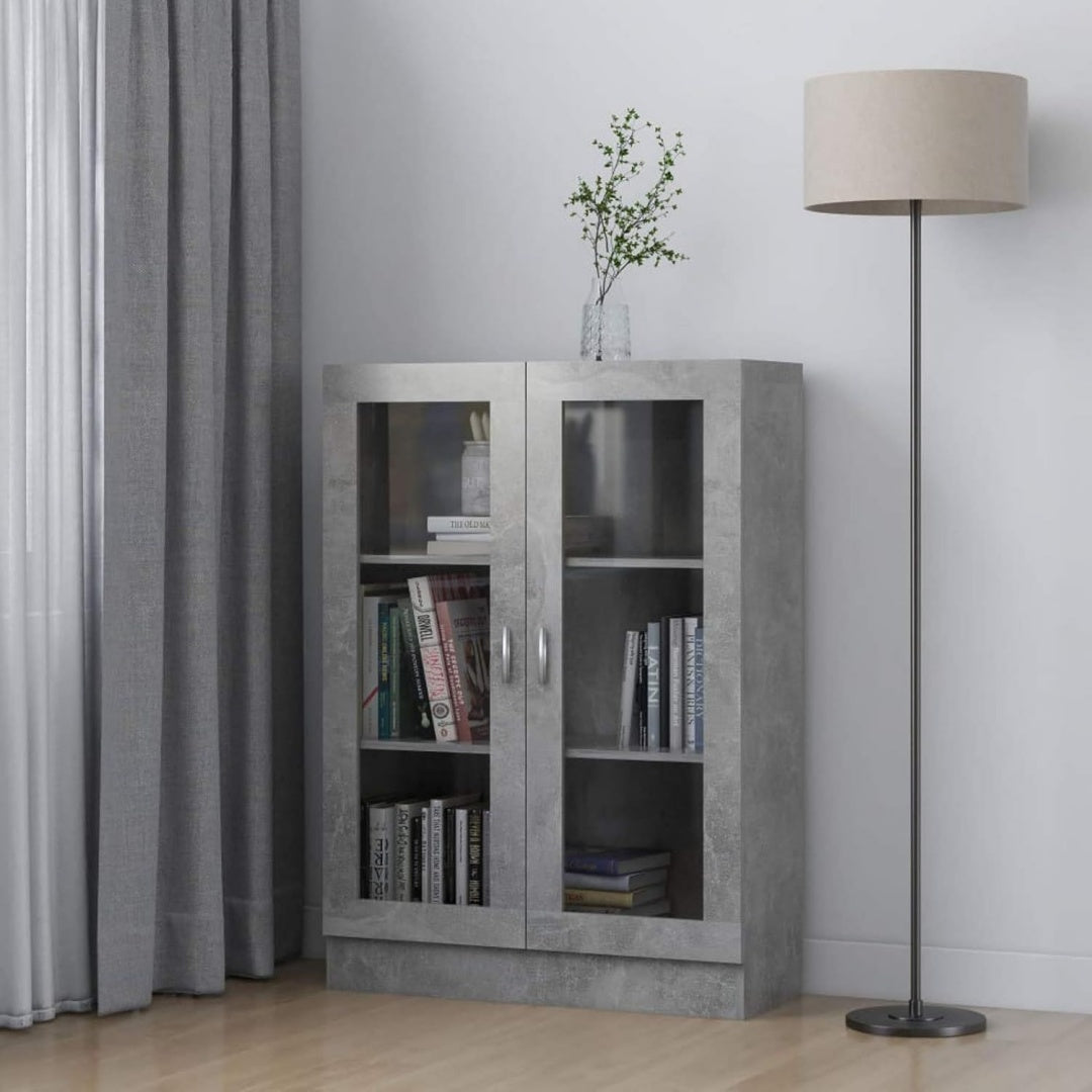 Vitrine en verre teinte gris, deux portes