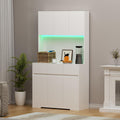 Buffet gris elegant 38.5 x 100 x 180 cm 6 portes et 3 tiroirs