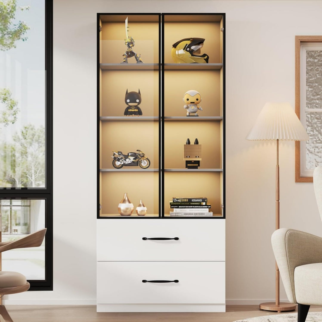 Tout est range, vitrine gris clair en panneau de particules multifonctionnel