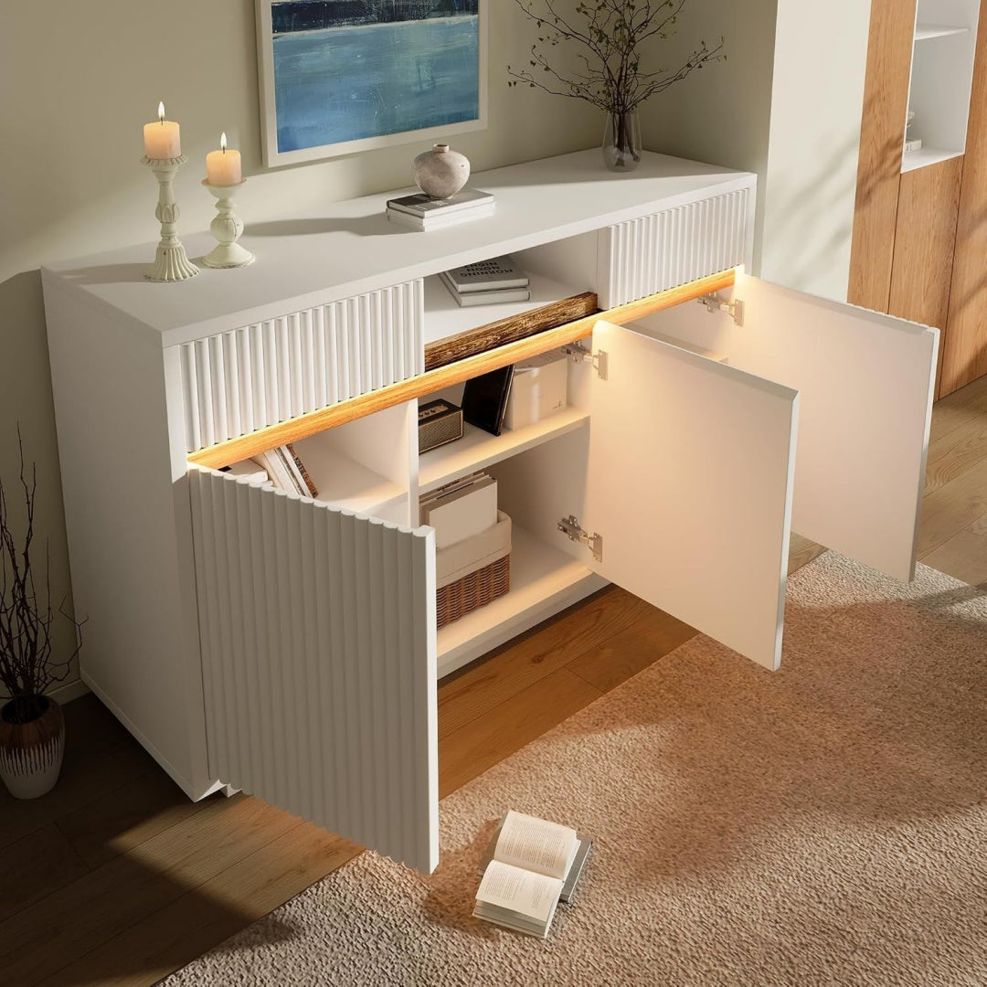 Buffet en MDF et metal marron