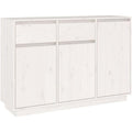 Enfilade gris clair bois massif 34 cm, rangement finition rustique