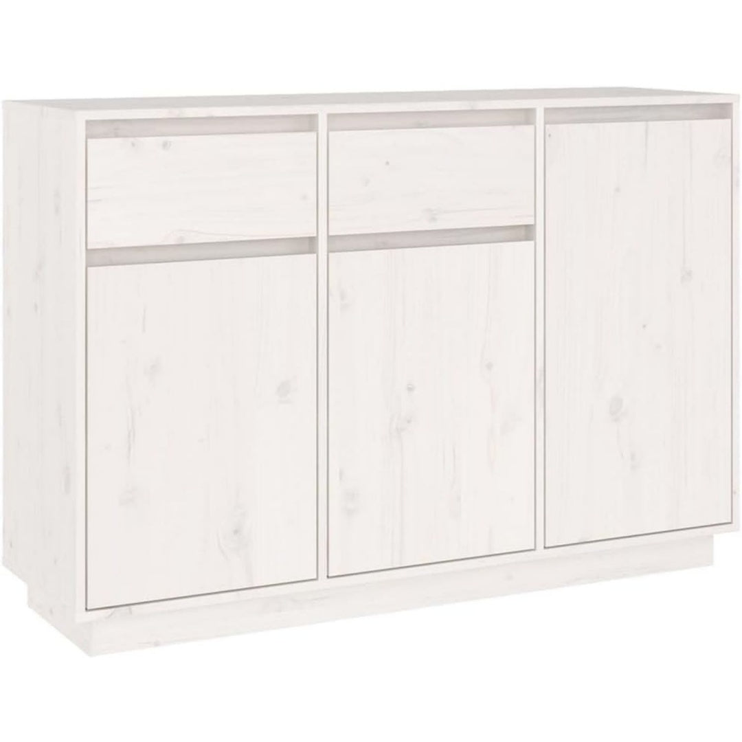 Enfilade gris clair bois massif 34 cm, rangement finition rustique