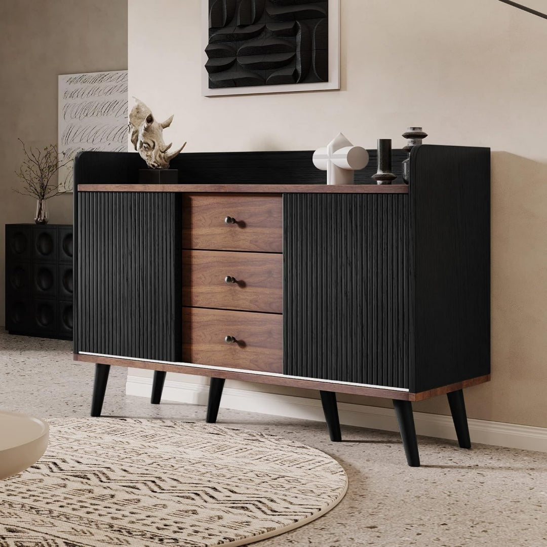 Buffet mobilier marron en bois massif epure