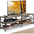 Meuble tele gris clair 3 etageres de rangement, bois ingenierie style industriel