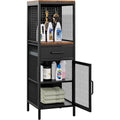 Rangement meuble colonne, gris fonce avec etageres reglables
