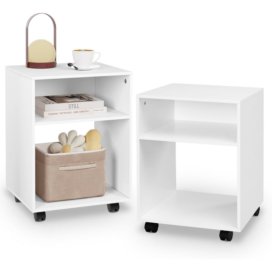 Table de chevet gris clair en bois d'ingenierie