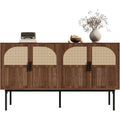 Buffet marron en rotin, design industriel, rangement optimise