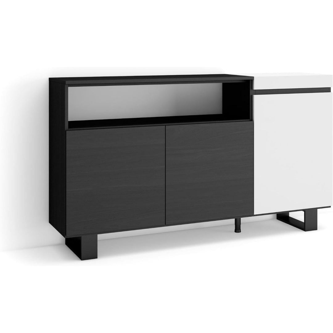 Buffet gris astucieux pieds metalliques 150 x 87 x 35 cm