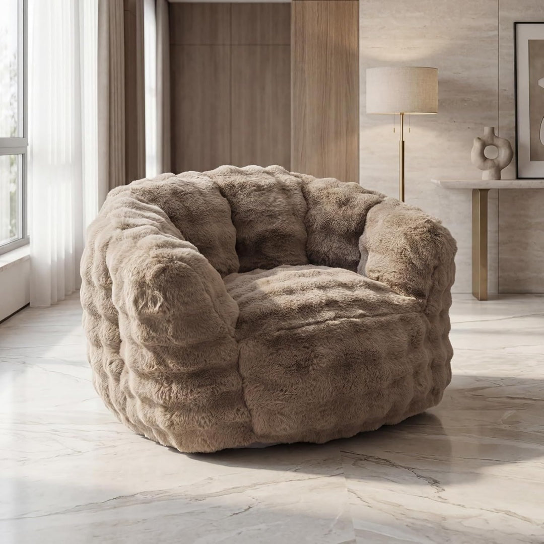 Pouf poire esprit industriel marron moderne