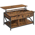Table basse style industriel marron 3 etageres, acier durable