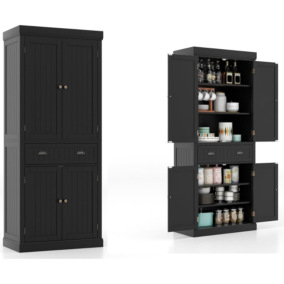 Gris fonce buffet avec rangement, 2 tiroirs, hauteur reglable