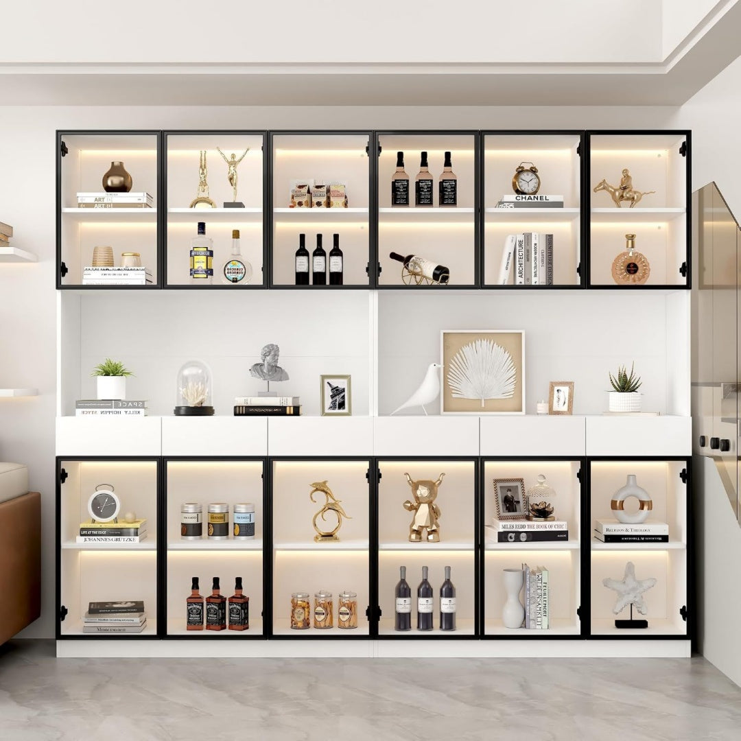 Bibliotheque gris clair 240 x 36 x 200 cm contemporain