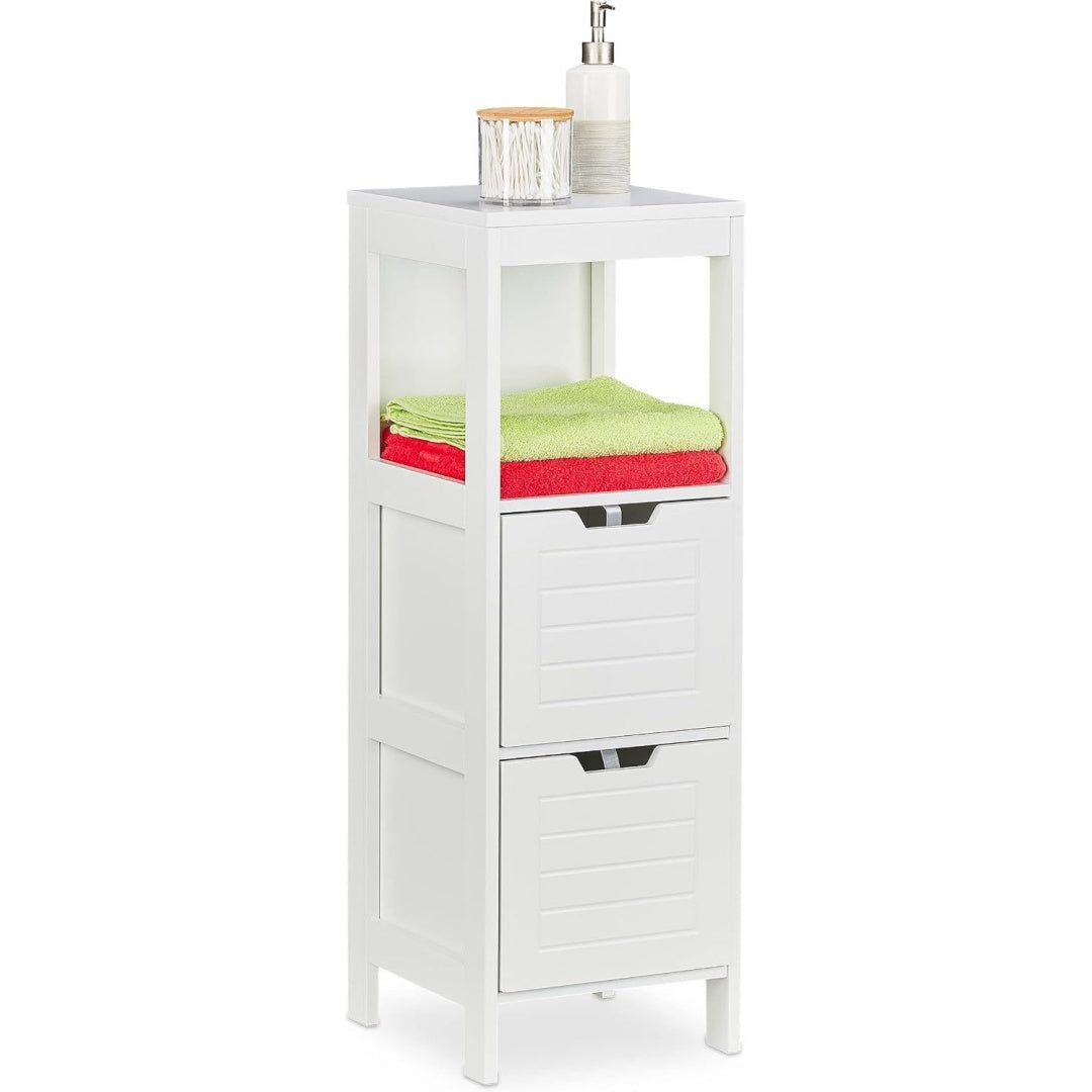 Tour de rangement gris clair, 2 tiroirs