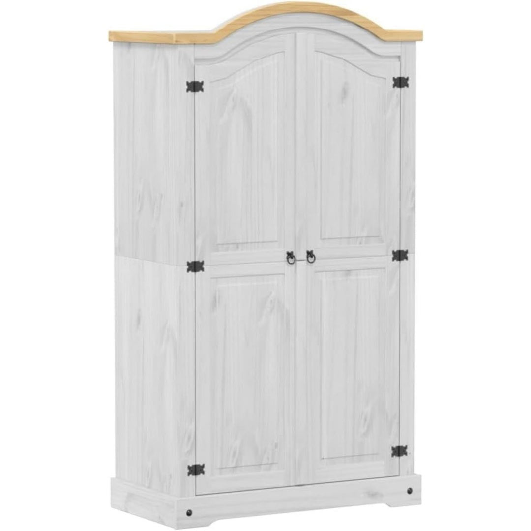 Armoire gris clair penderie rustique