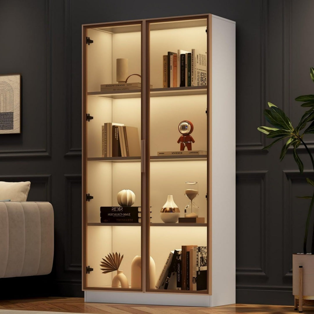 Marron en verre vitrine design moderne 80 x 40 x 160 cm
