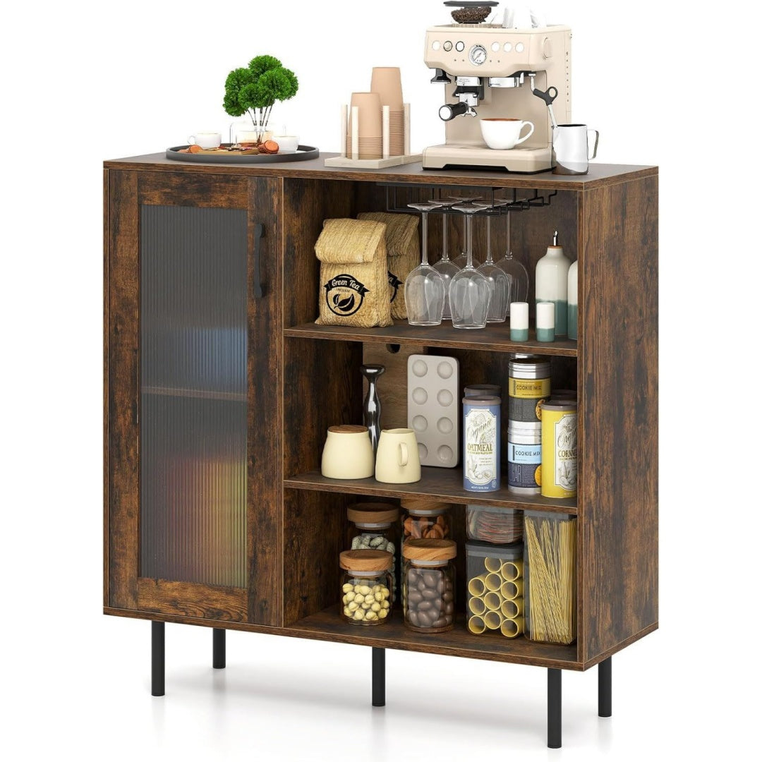 Bahut bordeaux, bois, 35 x 95 x 98 cm