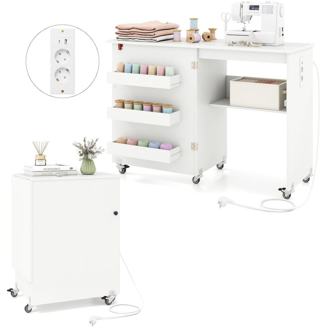 Belle armoire de couture gris clair en acier pivotant