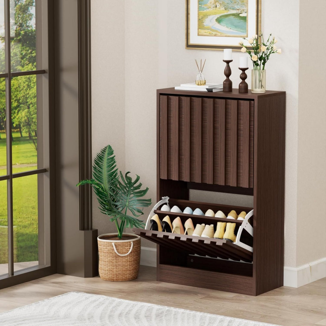 Armoire a chaussures design moderne marron