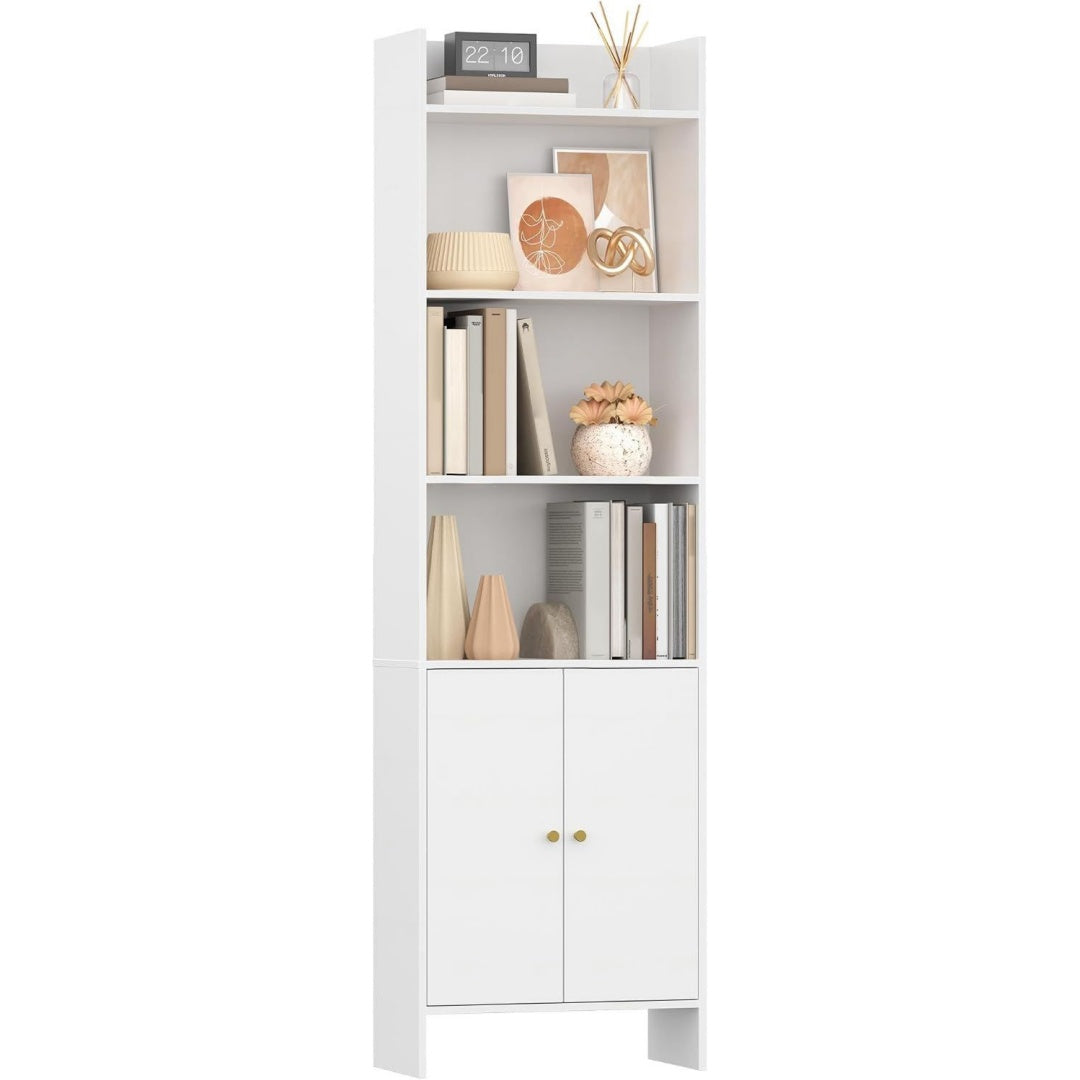 24 x 48 x 169 cm bibliotheque gris clair avec etageres reglables
