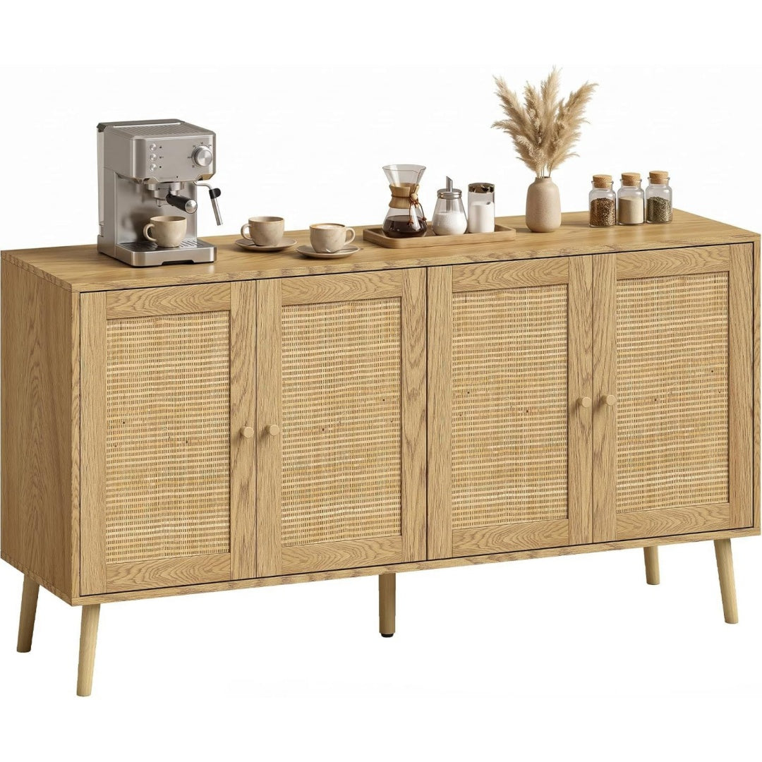 Buffet en rotin, marron style epure