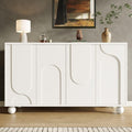 Enfilade gris clair bois massif, 120 cm de large a 4 portes