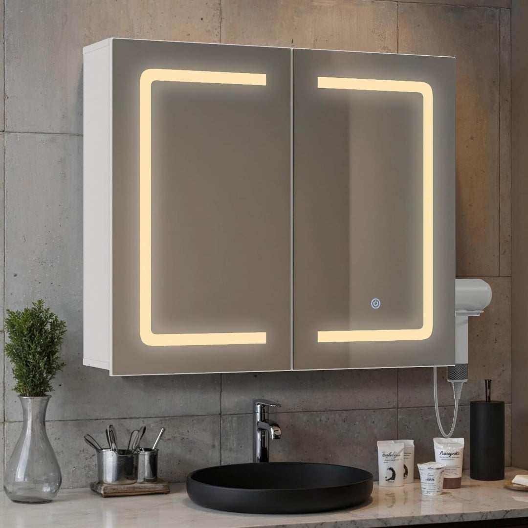 Armoire miroir design moderne gris 16 x 80 x 60 cm