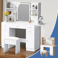 Coiffeuse gris clair finition bois miroir