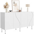 Tout est range, bahut gris clair en panneau de particules pieds metalliques