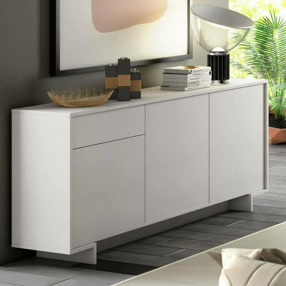 Robuste, meuble de rangement gris en bois