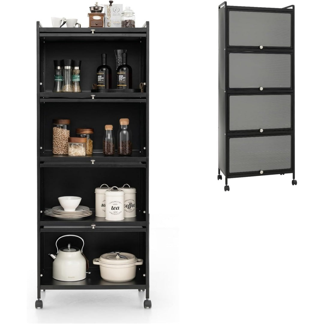 Meuble de rangement gris fonce pratique et elegant 60 x 32 x 154 cm